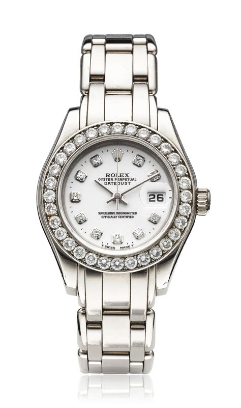 antiquorum ladies rolex with bracelet white gold and diamante 70|rolex lady datejust bracelet.